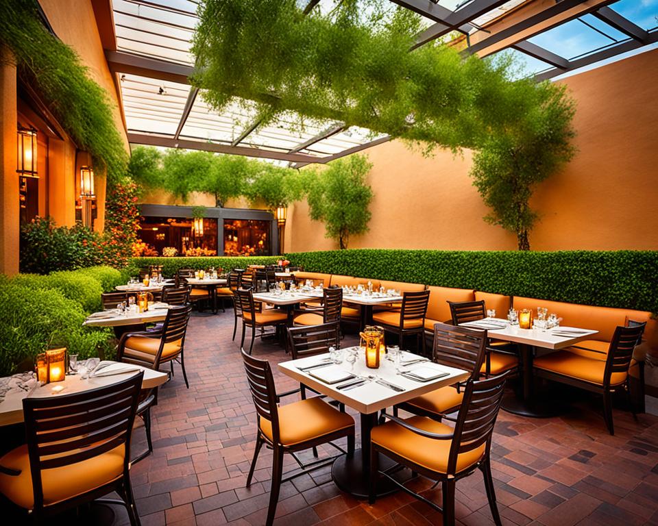 Outdoor dining at The Garden Grill Las Vegas Restaurant